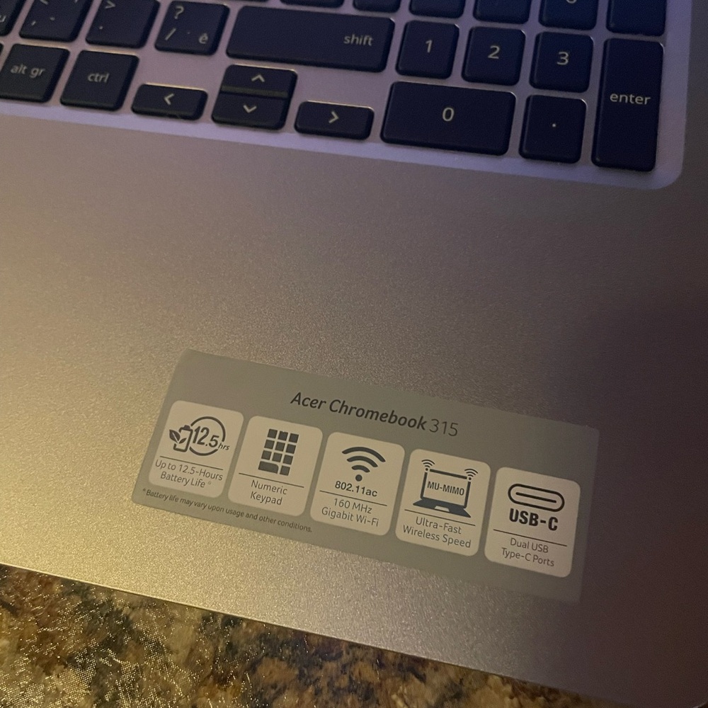 Acer Chromebook 315 – 15.6” – Factory Reset - Picture 3 of 6